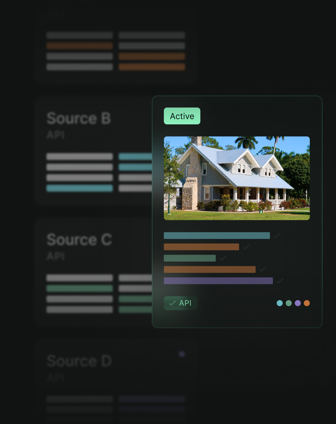 Diagram showing multiple data sources connected to a single listing for data verification